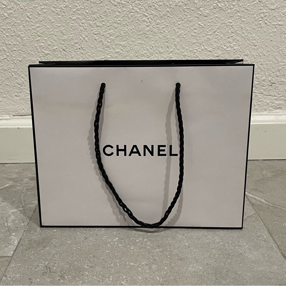 white chanel beauty designer luxury small shopping gift paper bag